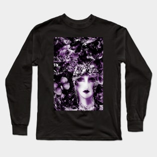 purple flapper girl collage poster print Long Sleeve T-Shirt